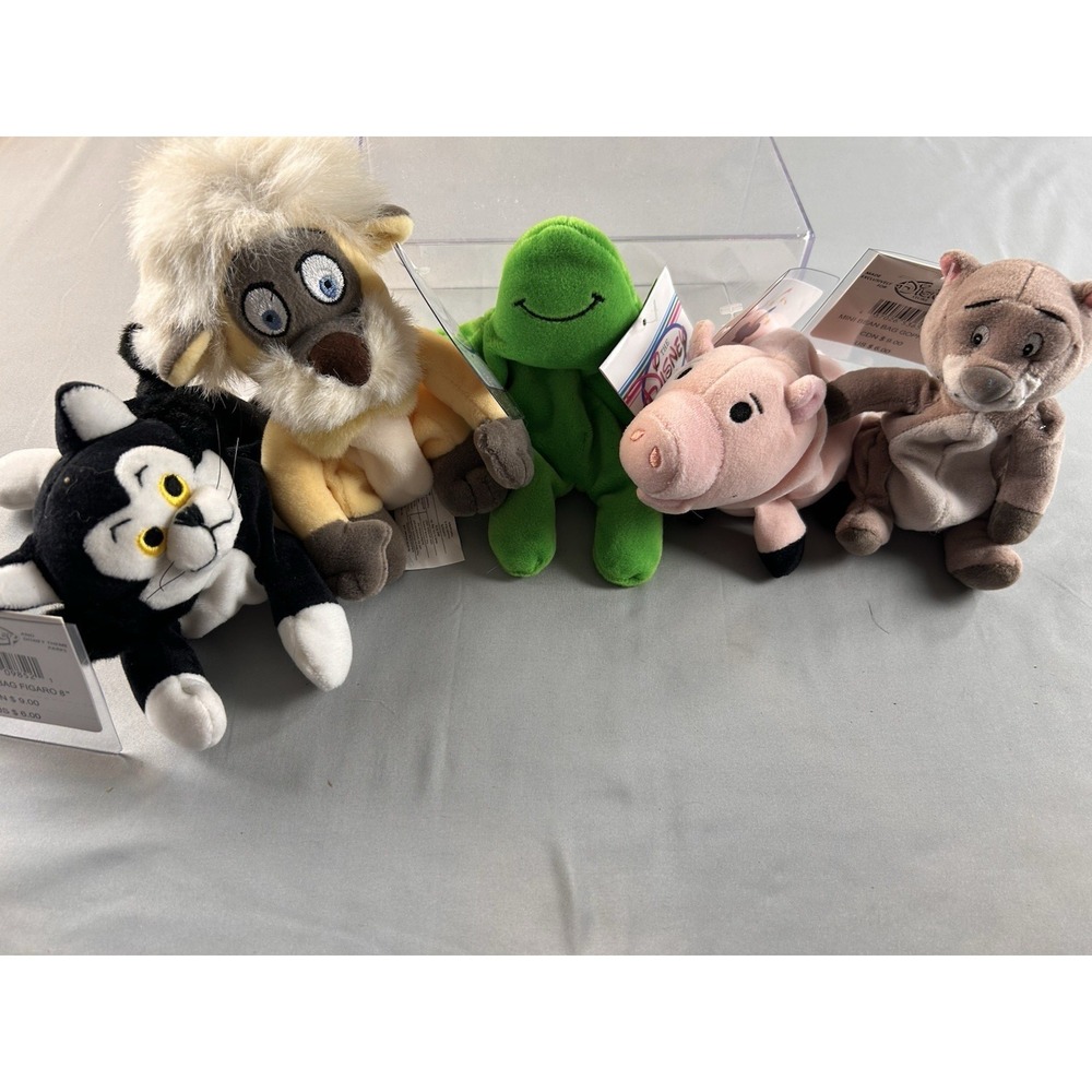 Disney Store Bean Bag Plush Lot Gurgi Figaro Hamm Flubber Little Brother Tags